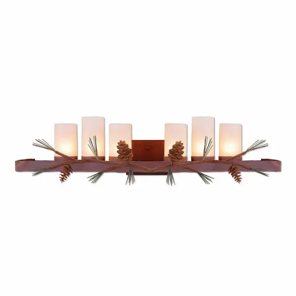 Wisley Pine Cone 9-Light Bath Vanity Light in Pine Tree Green with Rust Patina