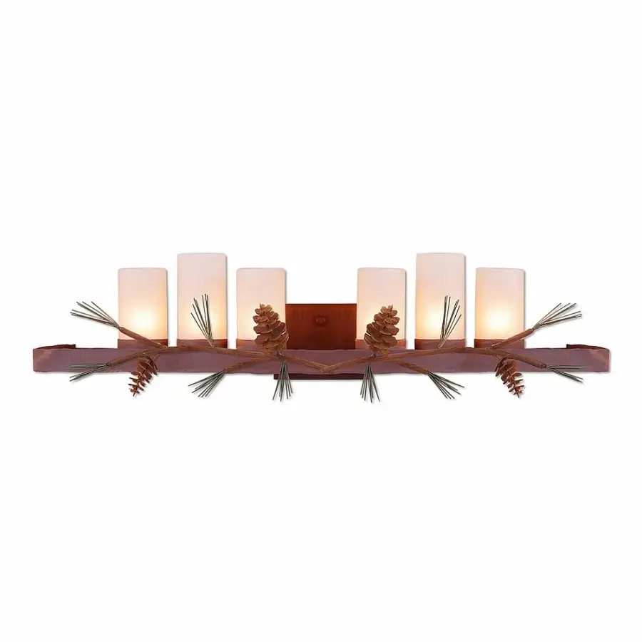 Wisley Pine Cone 9-Light Bath Vanity Light in Pine Tree Green with Rust Patina
