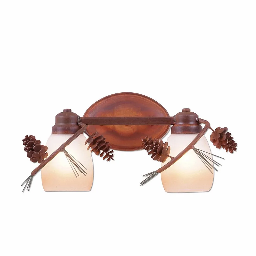 Sienna-Pine Cone Two Light Bath Vanity Light in Pine Green/Rust Patina