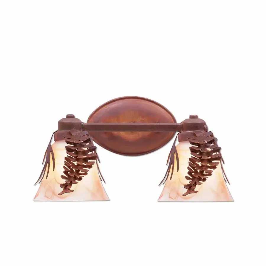 Sienna Spruce Cone Two Light Bath Vanity Light