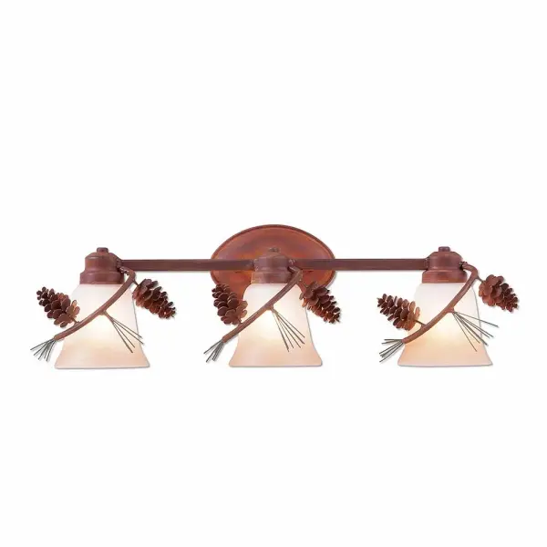 Sienna Pine Cone 3-Light Bath Vanity Light in Pine Green with Rust Patina