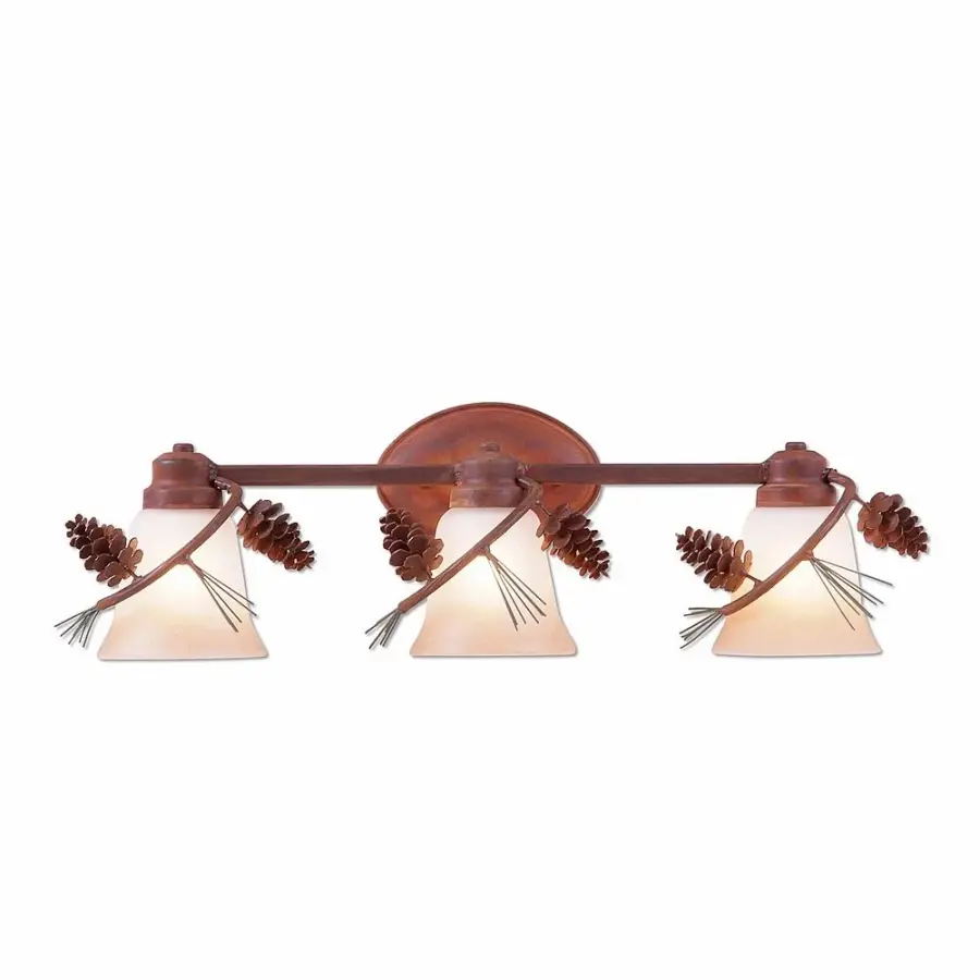 Sienna Pine Cone 3-Light Bath Vanity Light in Pine Green with Rust Patina
