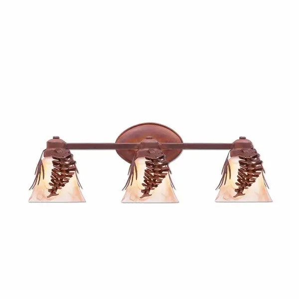 Sienna Spruce Cone Three Light Bath Vanity Light