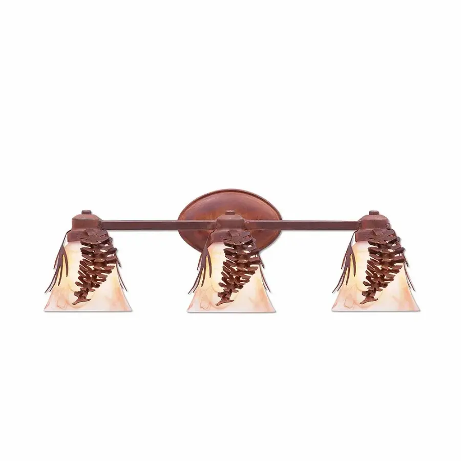 Sienna Spruce Cone Three Light Bath Vanity Light