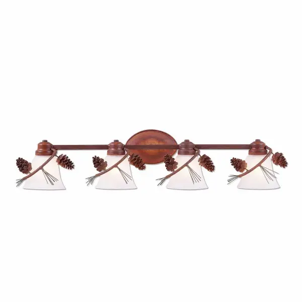 Sienna Pine Cone 4-Light Bath Vanity Light in Pine Green/Rust Patina
