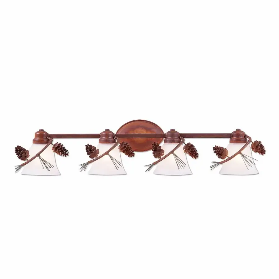 Sienna Pine Cone 4-Light Bath Vanity Light in Pine Green/Rust Patina