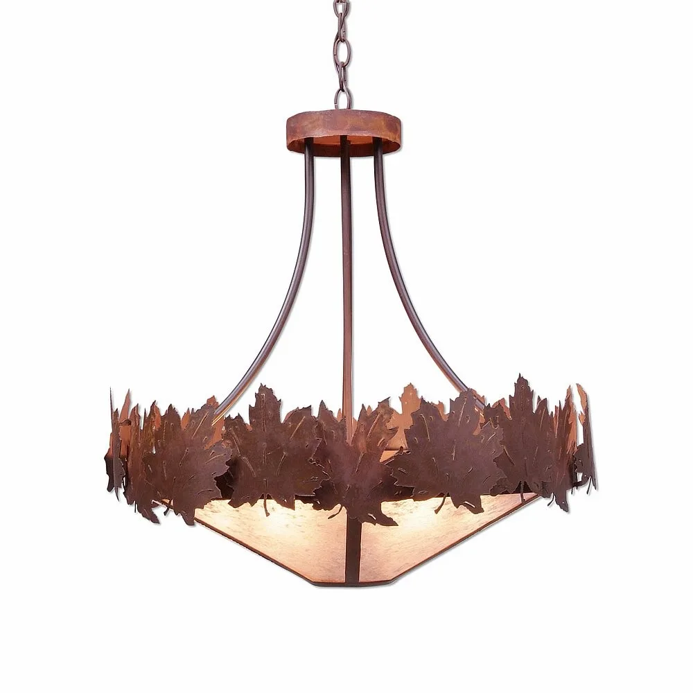 Crestline-Maple Leaf Seven Light Chandelier in Rust Patina