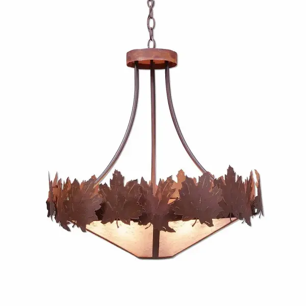 Crestline Maple Leaf Seven Light Chandelier in Rust Patina