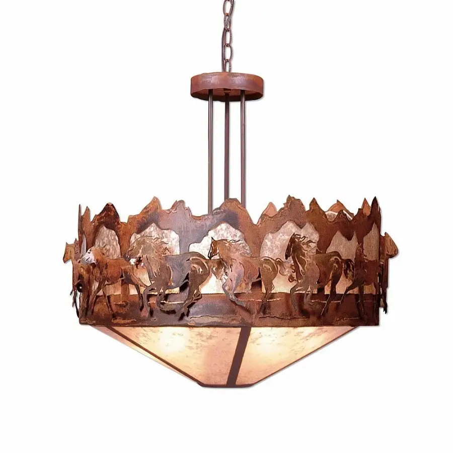 Crestline Horse & Mountain Seven Light Chandelier