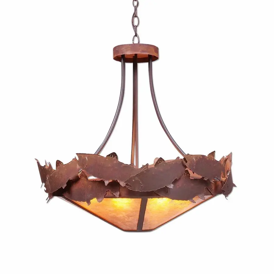 Crestline Salmon Seven Light Chandelier in Rust Patina