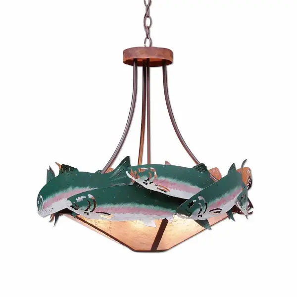 Crestline-Trout Seven Light Chandelier in Rust Patina