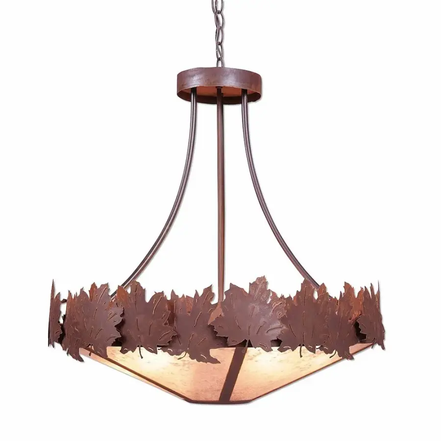 Crestline Maple Leaf Seven Light Chandelier in Rust Patina