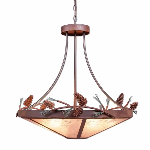 Crestline Pine Cone 7-Light Chandelier in Pine Green/Rust Patina