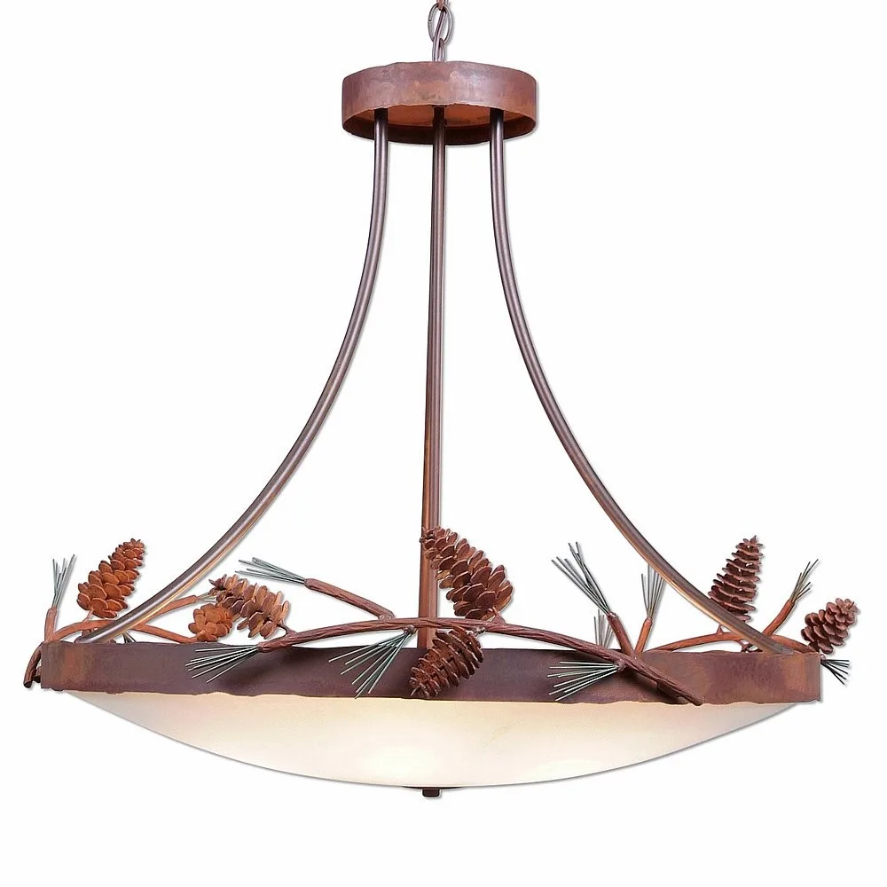 Crestline-Pine Cone Seven Light Chandelier in Pine Green/Rust Patina