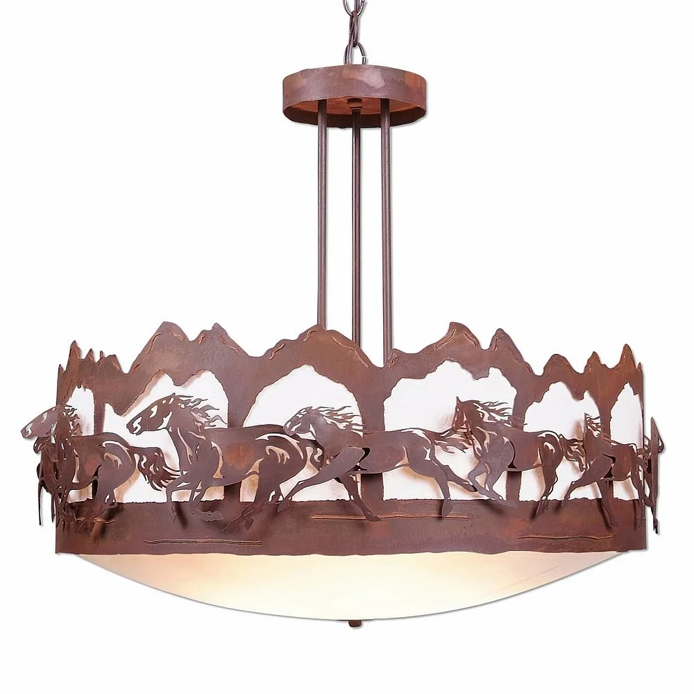 Crestline-Horse-Mountain Seven Light Chandelier in Rust Patina