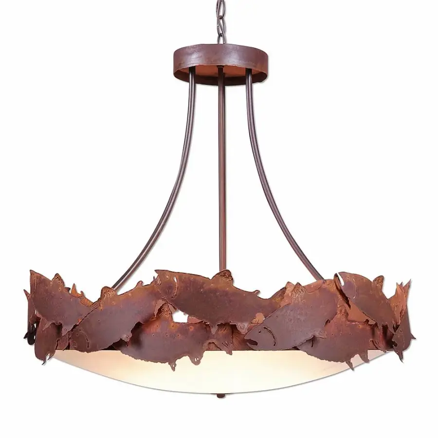 Crestline Salmon Seven Light Chandelier in Rust Patina