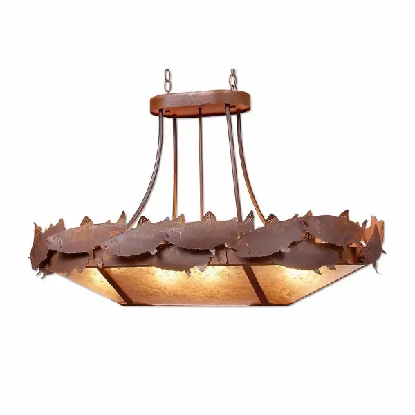 Crestline Salmon Ten Light Chandelier in Rust Patina
