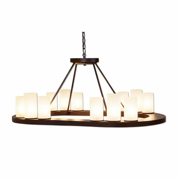 Wisley Rustic Plain 12-Light Chandelier in Dark Bronze Metallic
