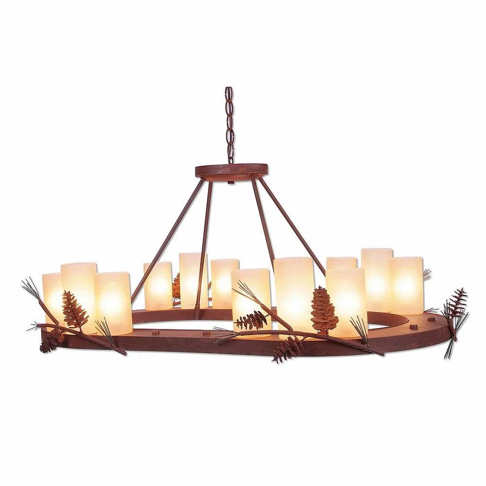 Wisley-Pine Cone 12 Light Chandelier in Pine Green/Rust Patina
