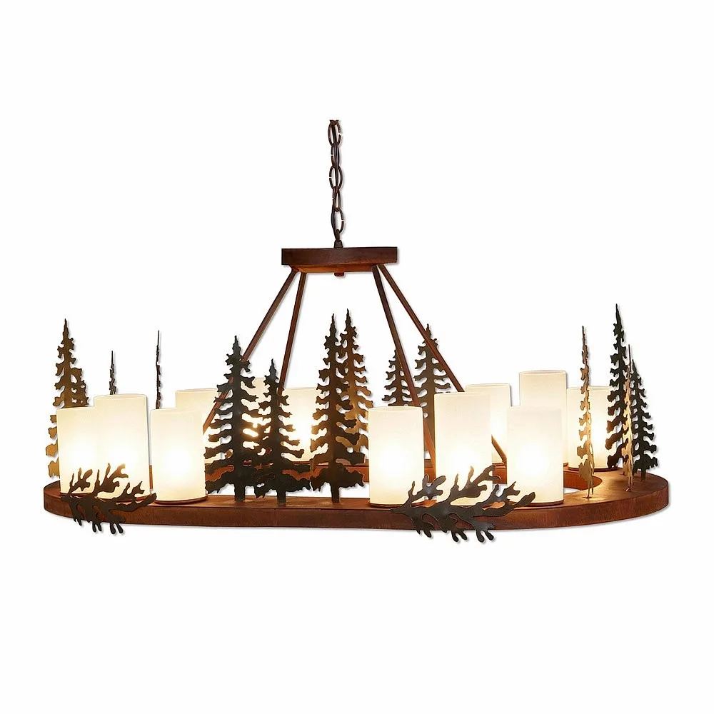 Wisley-Cedar Tree 12 Light Chandelier in Cedar Green/Rust Patina