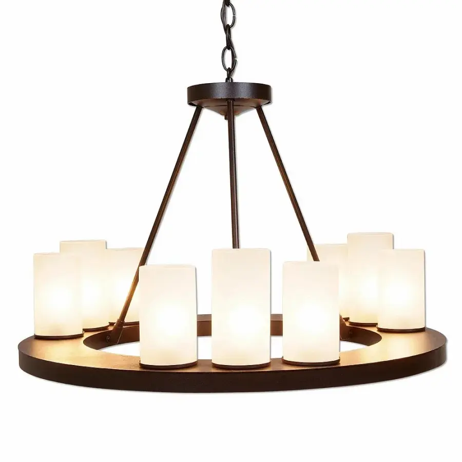 Wisley Rustic Plain 9-Light Chandelier in Dark Bronze Metallic