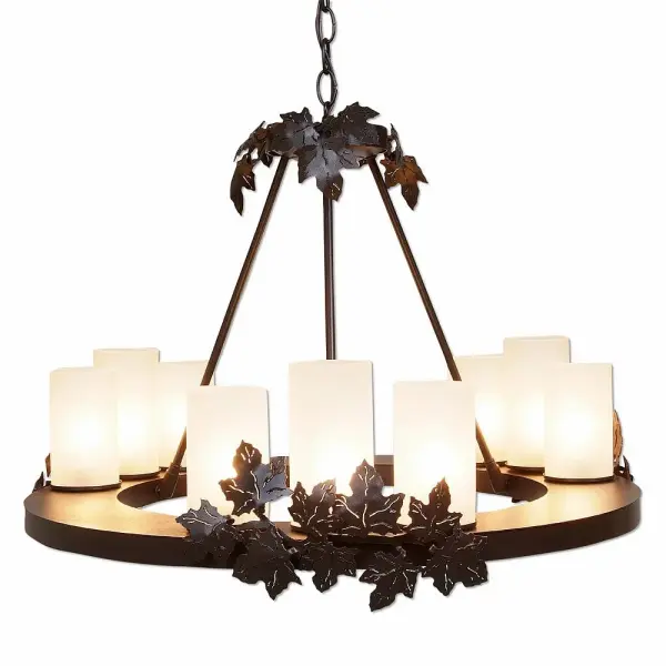 Wisley Maple Leaf 9-Light Chandelier in Dark Bronze Metallic
