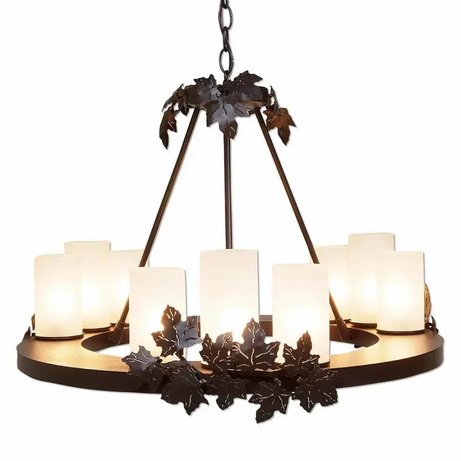 Wisley Maple Leaf 9-Light Chandelier in Dark Bronze Metallic