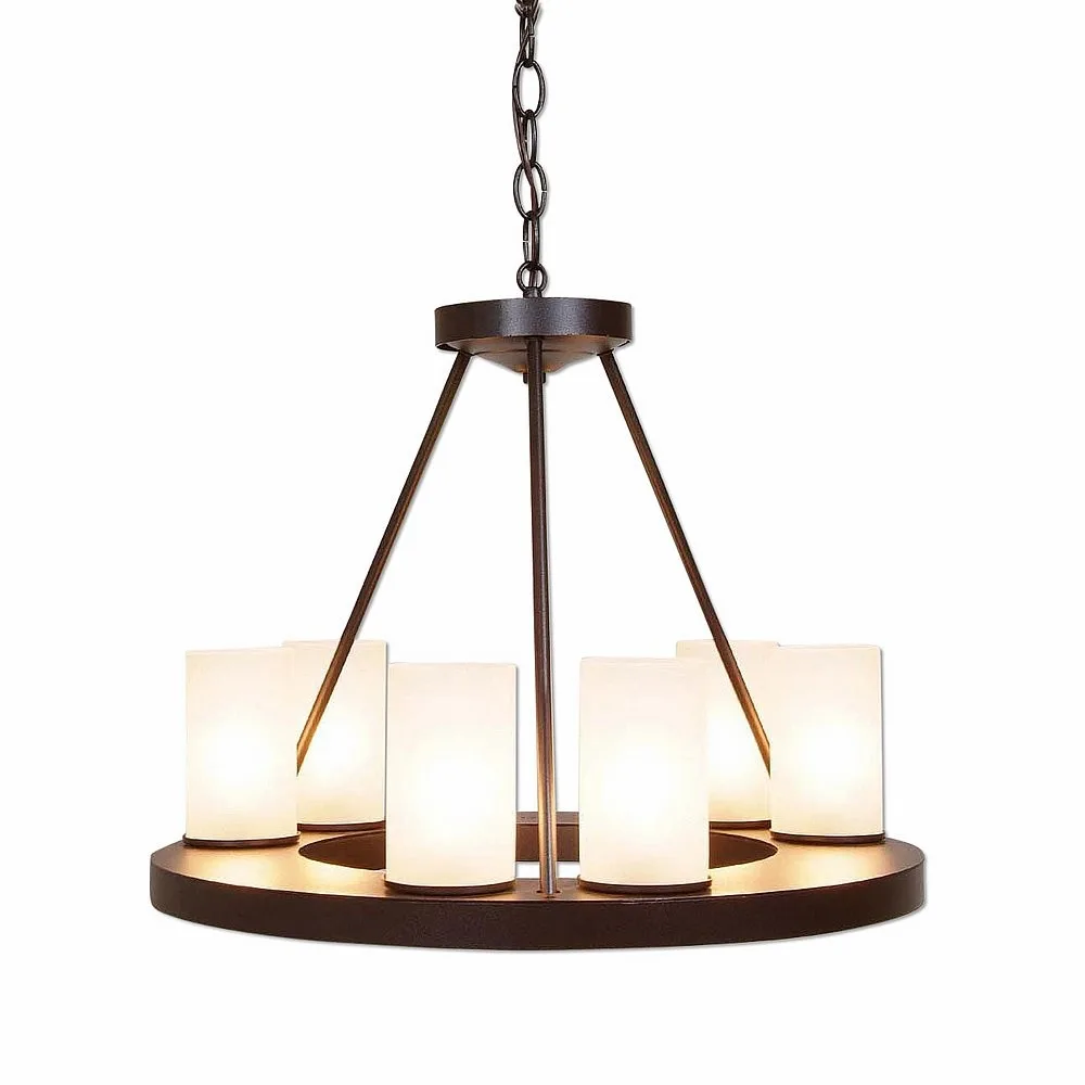 Wisley-Rustic Plain Dark Bronze Metallic Six Light Chandelier in Dark Bronze Metallic