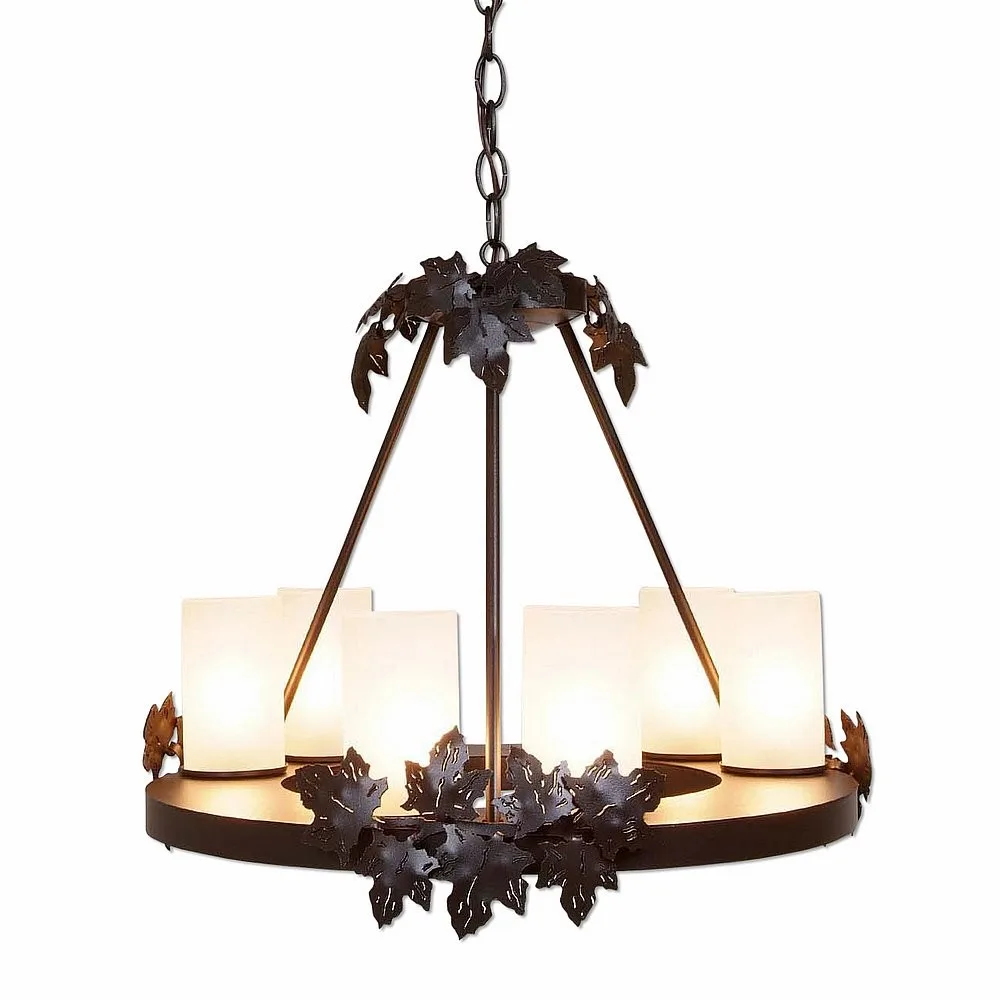 Wisley-Maple Leaf Dark Bronze Metallic Six Light Chandelier in Dark Bronze Metallic