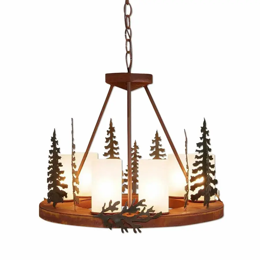 Wisley-Cedar Tree Six Light Chandelier
