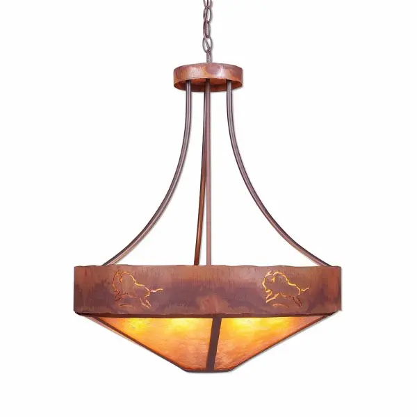 Ridgemont Bison Seven Light Chandelier in Rust Patina