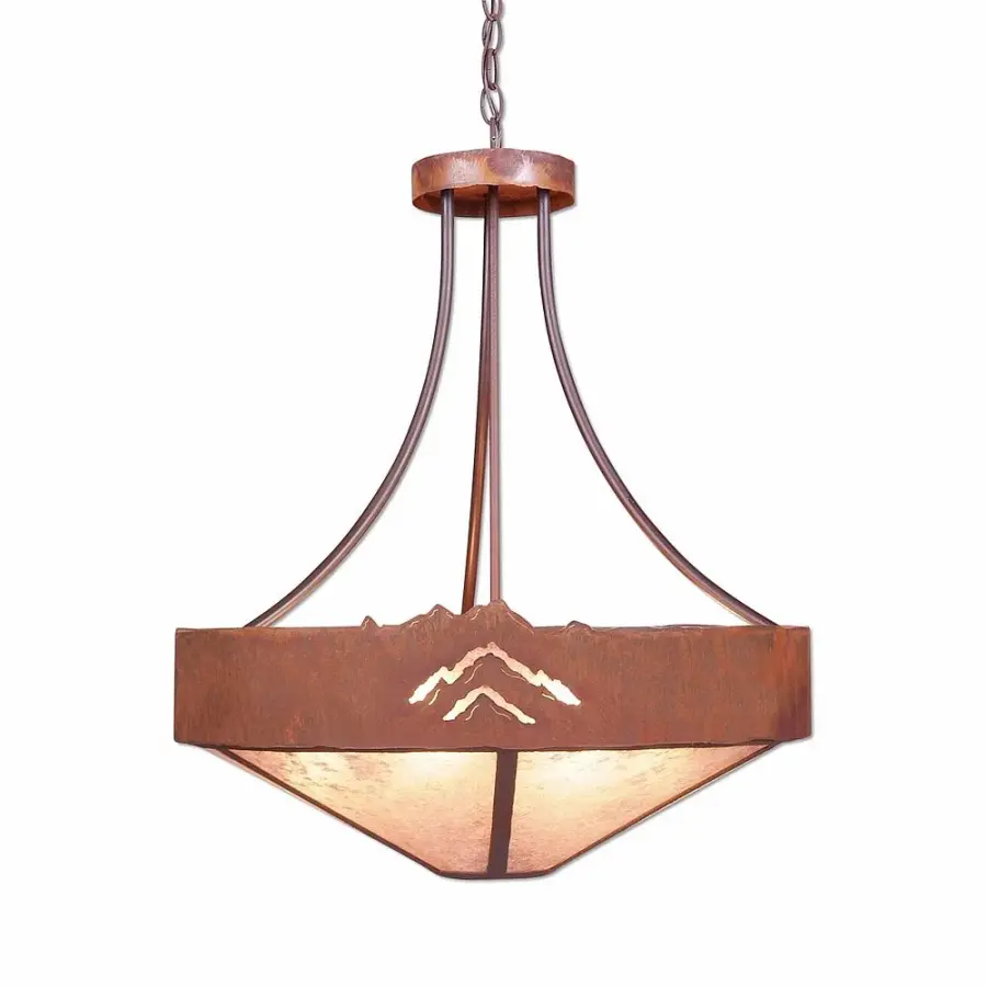 Ridgemont Mountain Cutout 7-Light Chandelier in Rust Patina