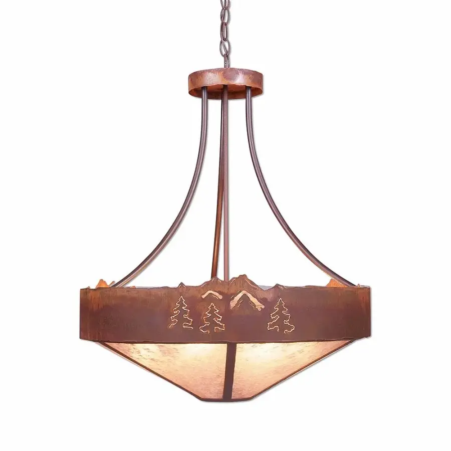 Ridgemont Mountain Pine Cutout Seven Light Chandelier