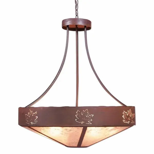 Ridgemont Maple Cutout Seven Light Chandelier in Rust Patina