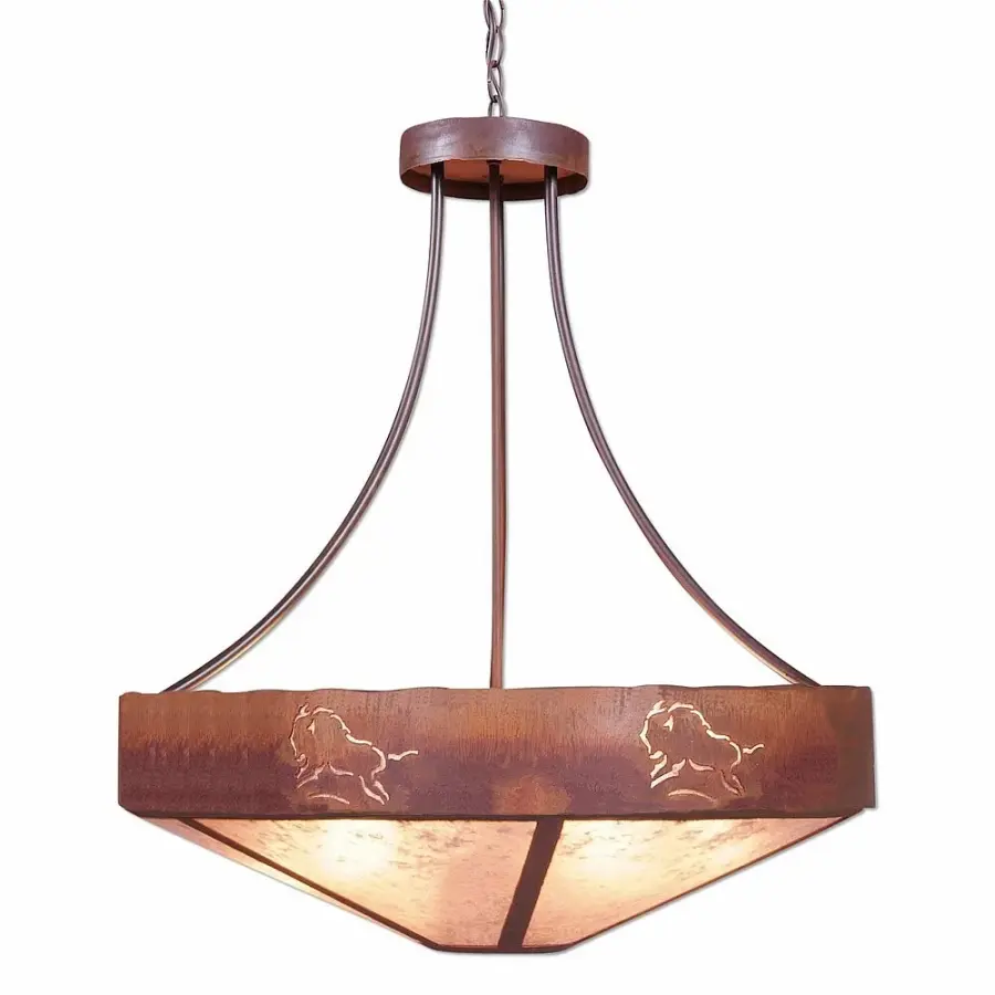 Ridgemont Bison Seven Light Chandelier in Rust Patina