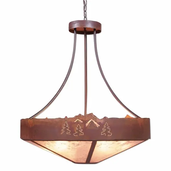 Ridgemont Mountain Pine Cutout Seven Light Chandelier