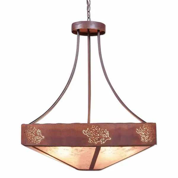 Ridgemont Cedar Bough Cutout Seven Light Chandelier in Rust Patina