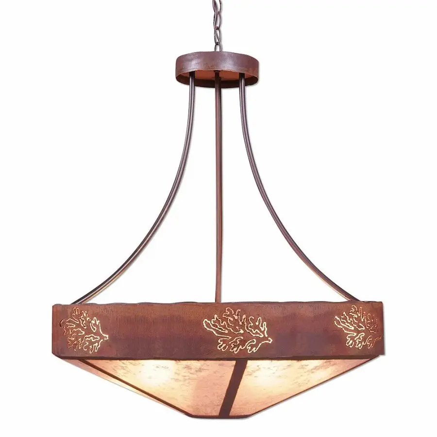 Ridgemont Cedar Bough Cutout Seven Light Chandelier in Rust Patina
