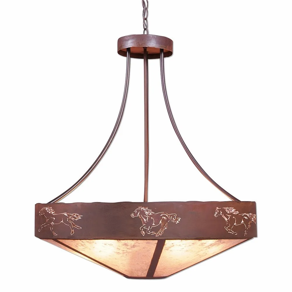 Ridgemont-Horse Cutout Seven Light Chandelier in Rust Patina