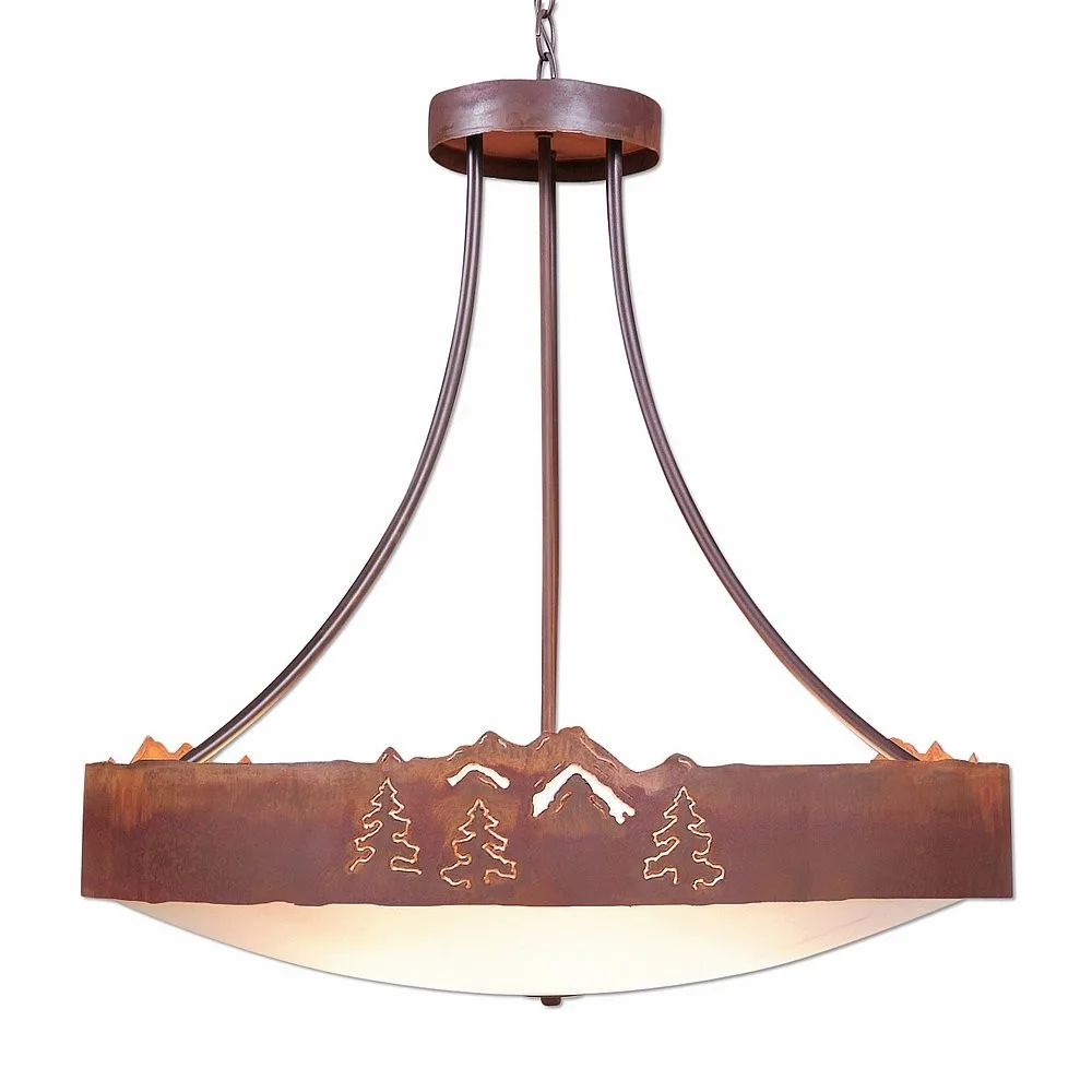 Ridgemont Mountain Pine Cutout Seven Light Chandelier