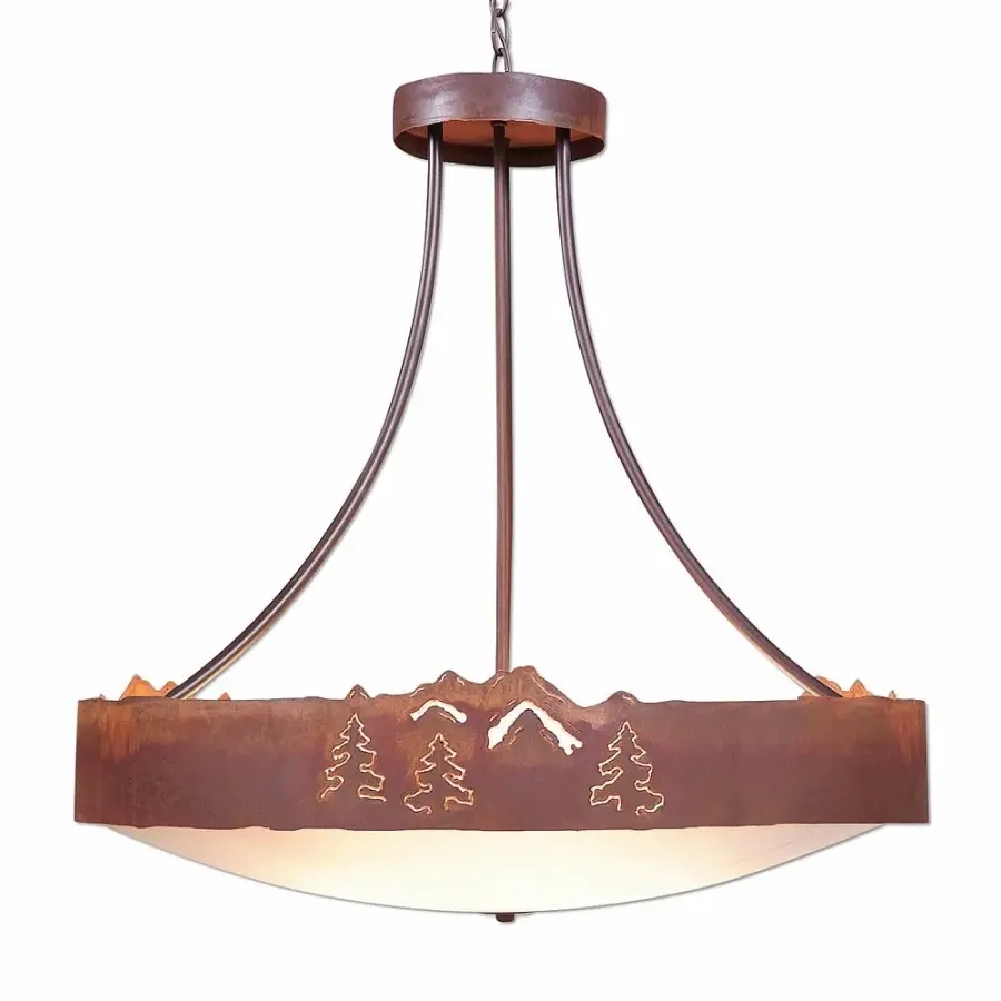 Ridgemont Mountain Pine Cutout Seven Light Chandelier