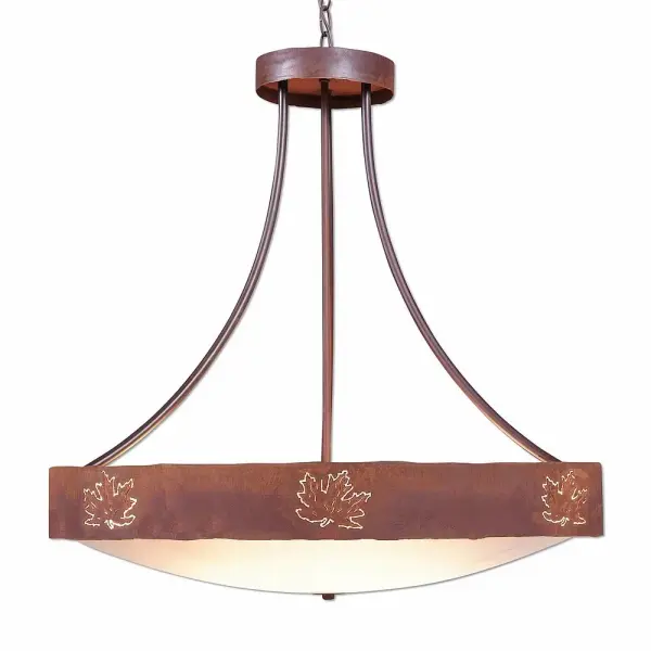 Ridgemont Maple Cutout Eight Light Chandelier in Rust Patina