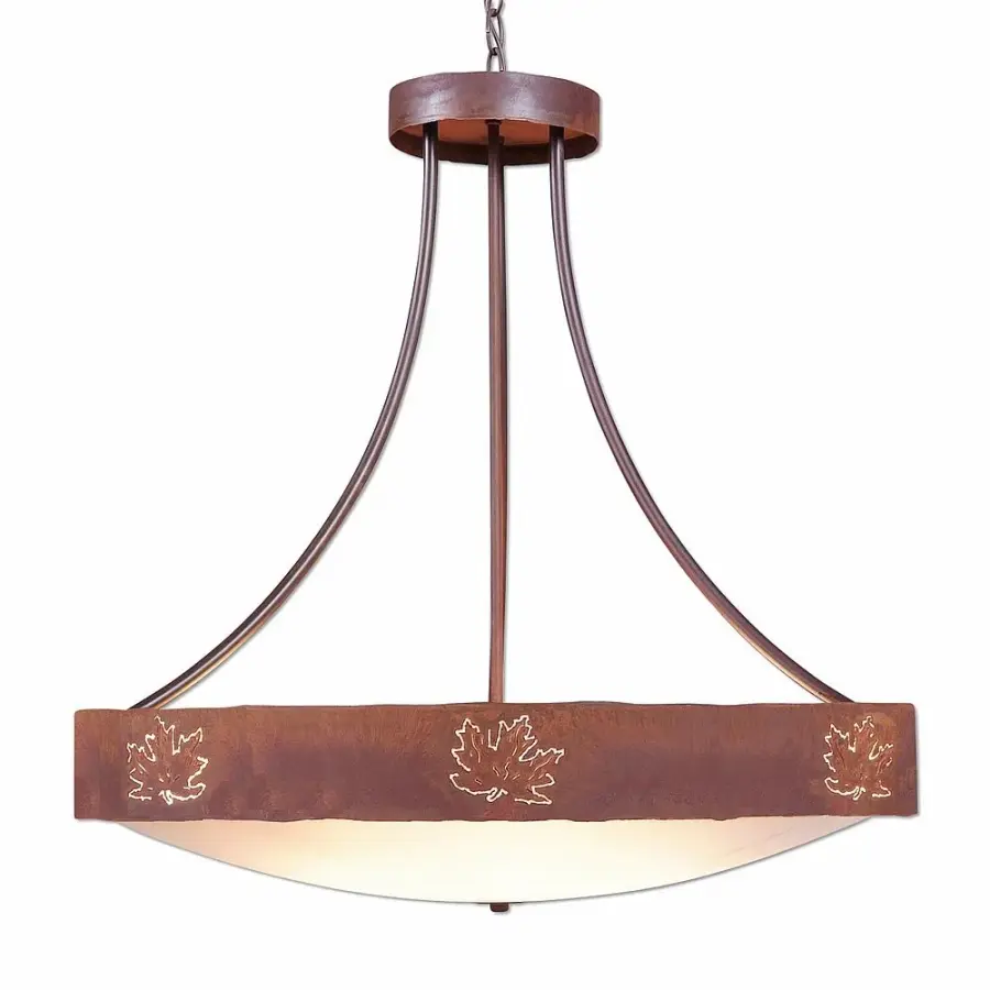 Ridgemont Maple Cutout Eight Light Chandelier in Rust Patina