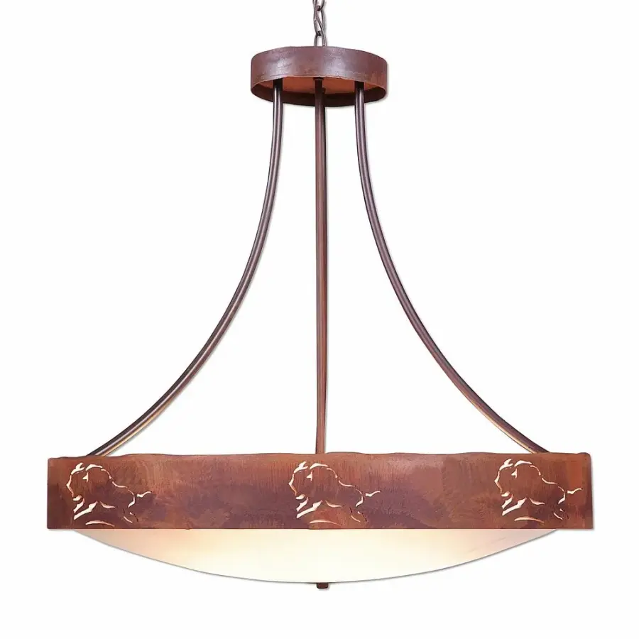 Ridgemont Bison Eight Light Chandelier in Rust Patina