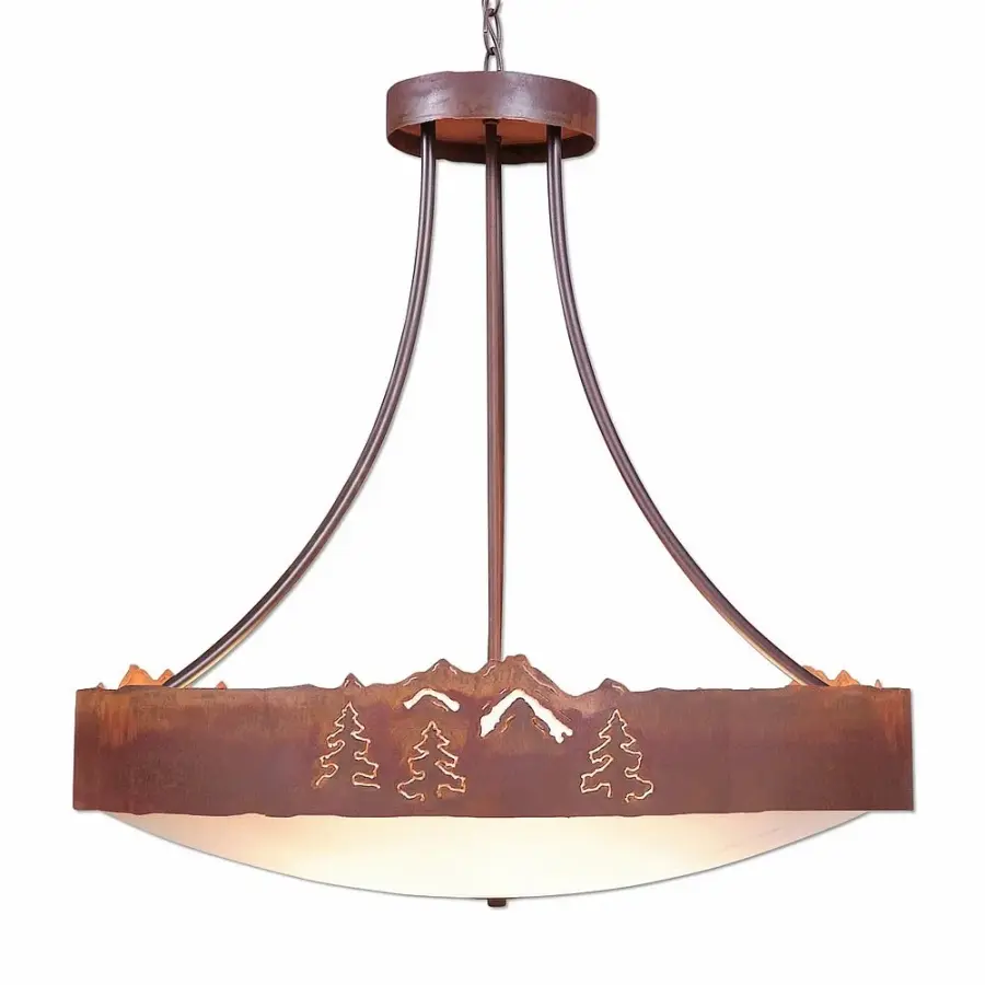 Ridgemont Mountain Pine Cutout Eight Light Chandelier