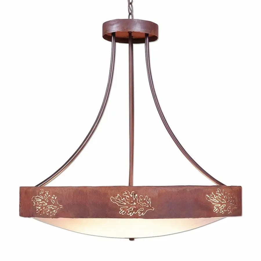 Ridgemont Cedar Bough Cutout Eight Light Chandelier in Rust Patina
