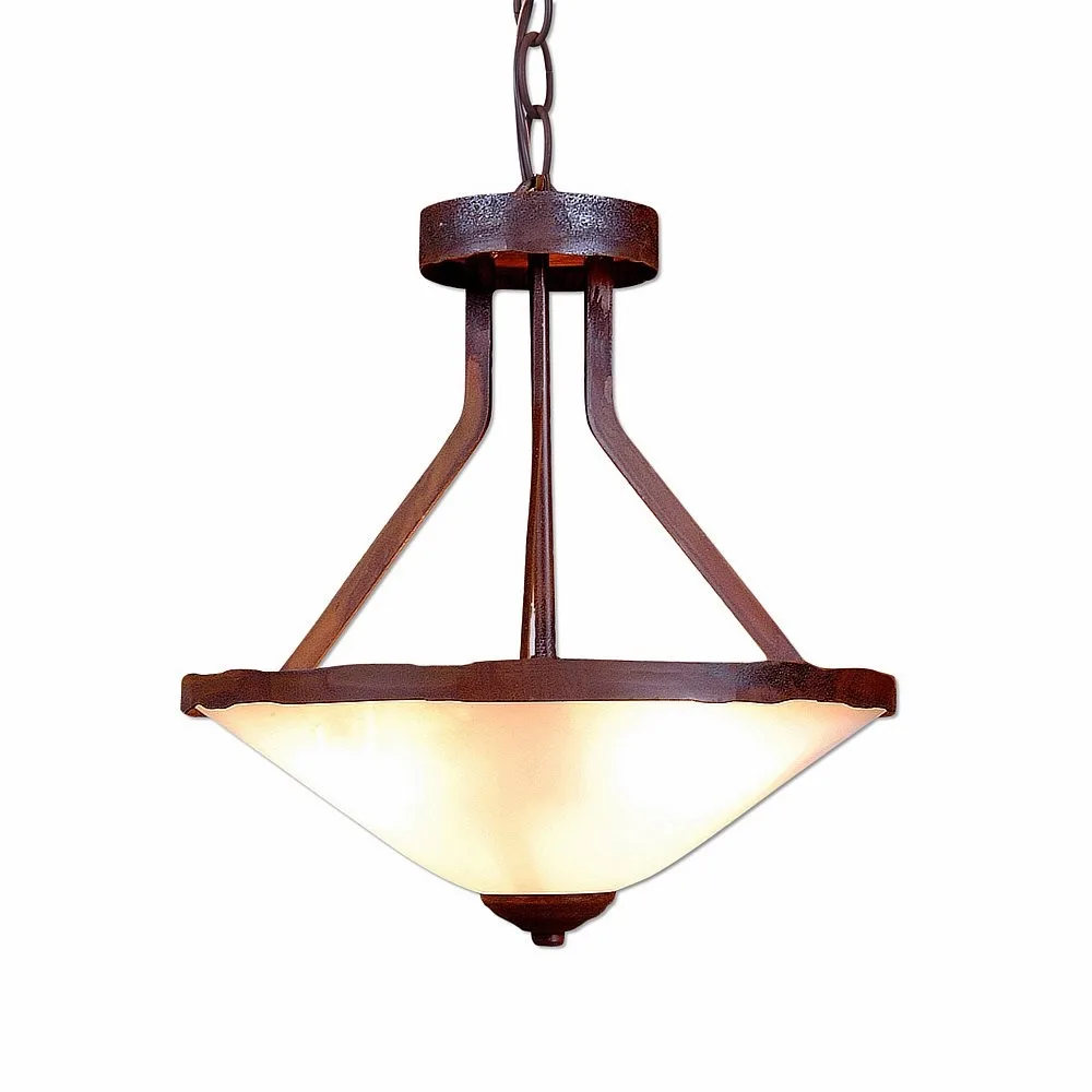 Wisley-Rustic Plain Rust Patina Three Light Chandelier in Rust Patina