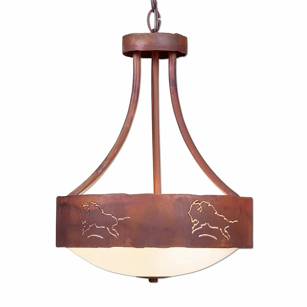 Ridgemont-Bison Three Light Chandelier in Rust Patina