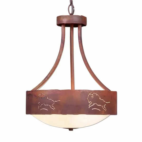 Ridgemont Bison Three Light Chandelier in Rust Patina