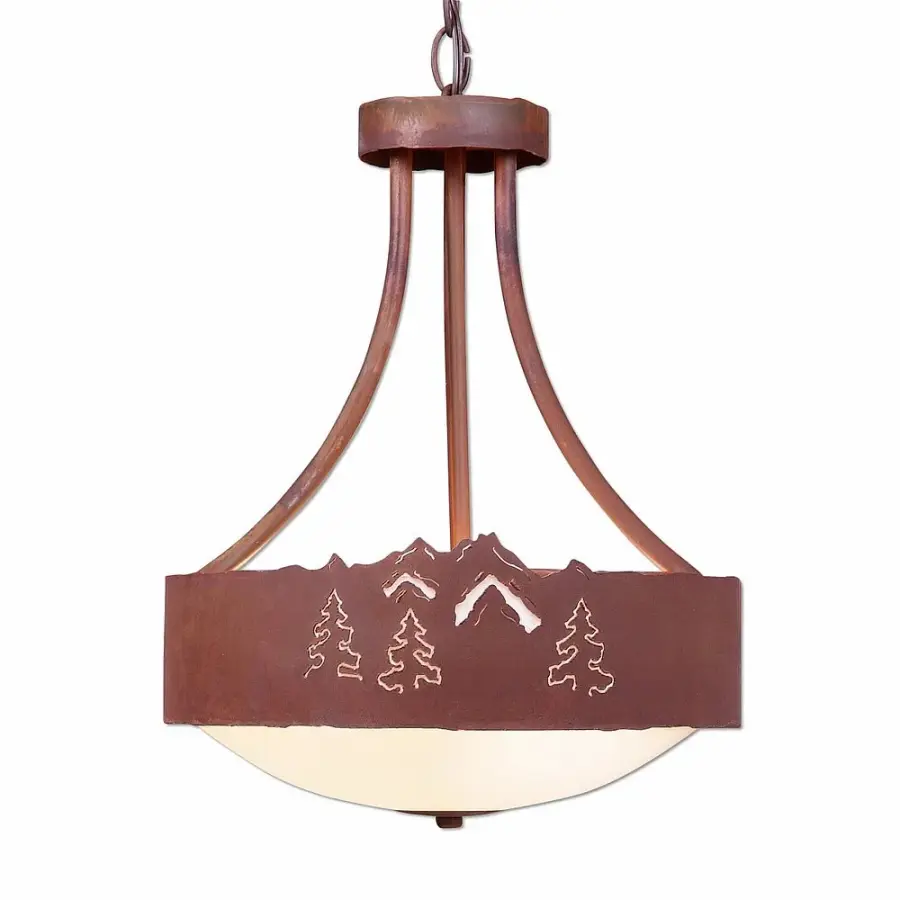 Ridgemont Mountain Pine Cutout Three Light Chandelier